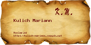 Kulich Mariann névjegykártya